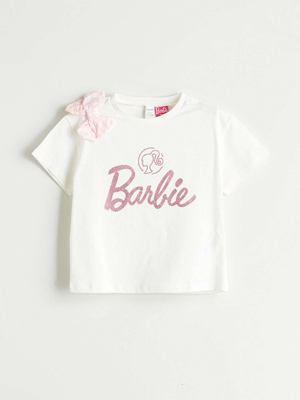 Ekru Barbie Baskılı Kız Çocuk Tişört ve Şort 2'li-1