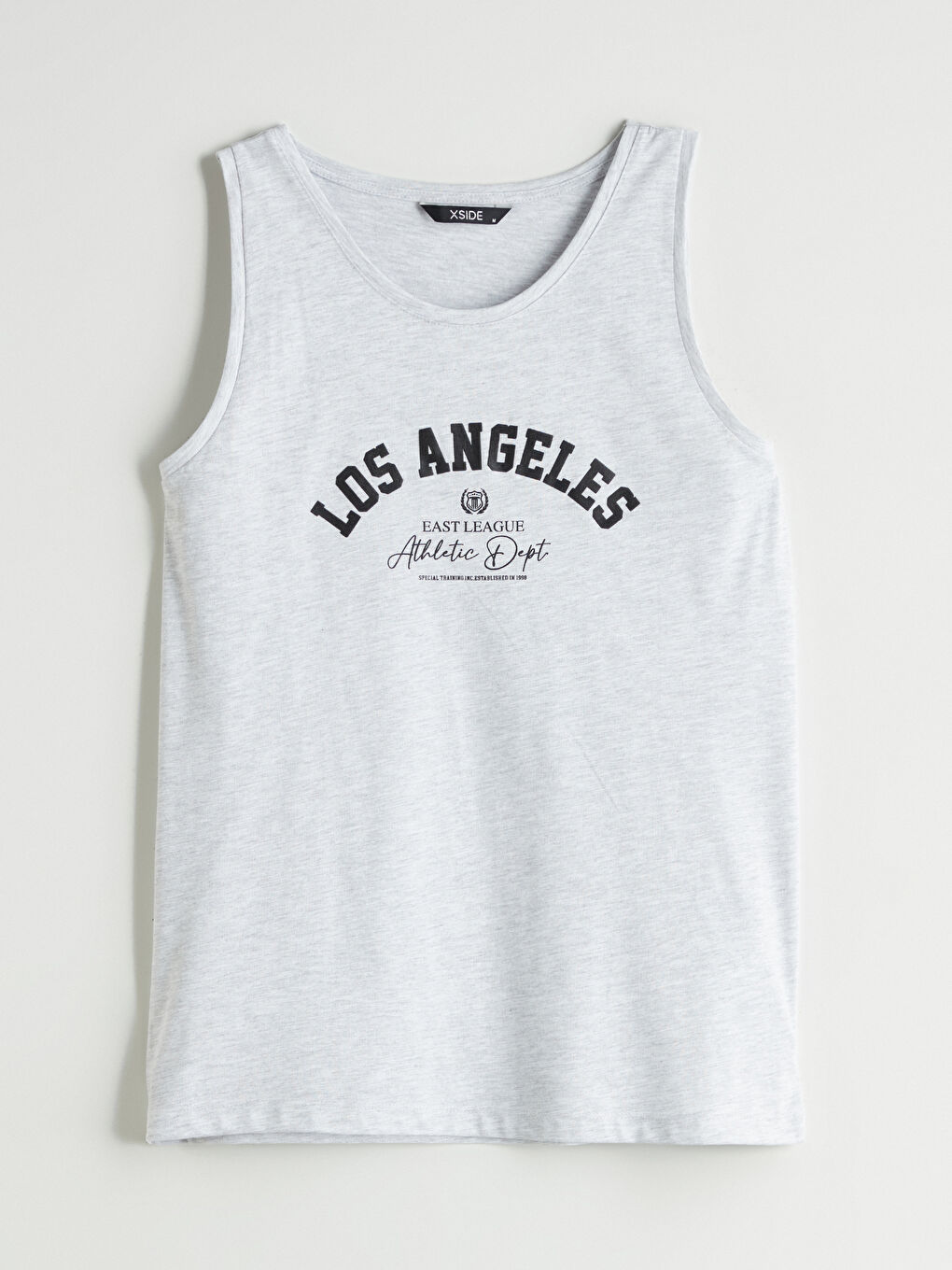 Gri Bisiklet Yaka Baskılı Erkek Kolsuz Tişört-4