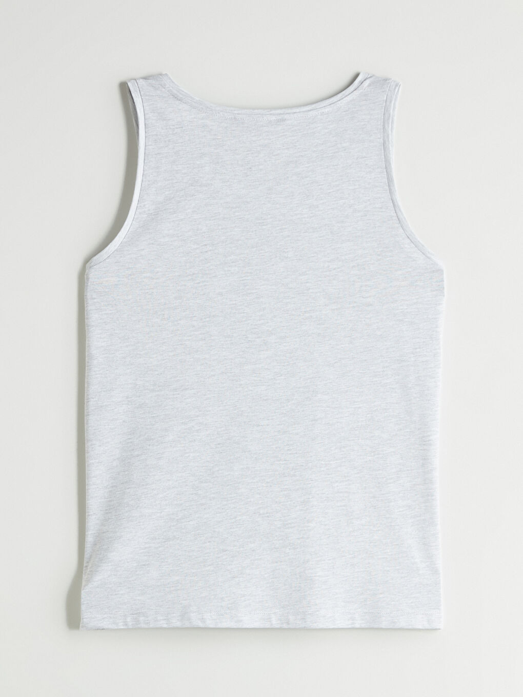 Gri Bisiklet Yaka Baskılı Erkek Kolsuz Tişört-5