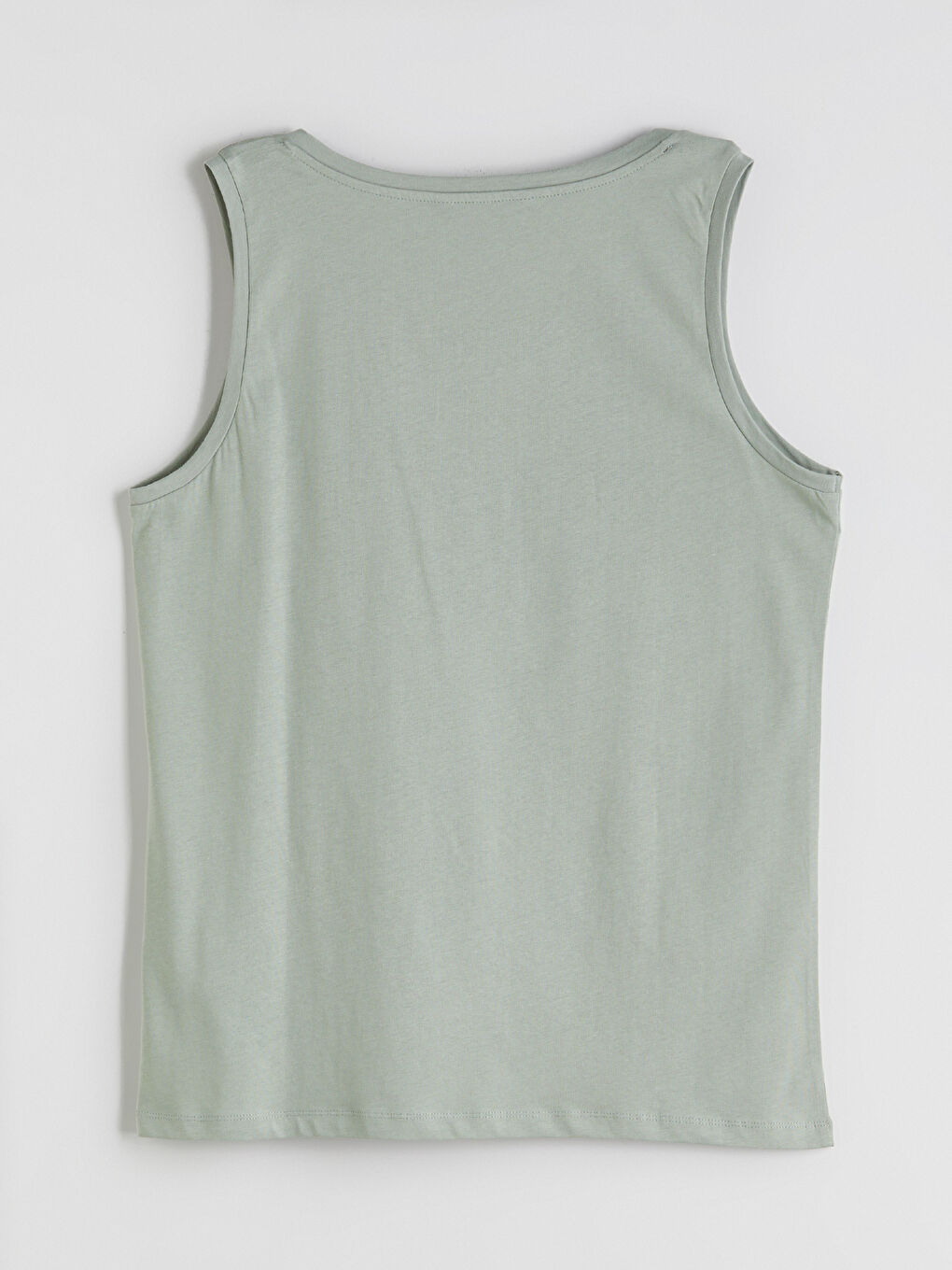 Yeşil Bisiklet Yaka Baskılı Erkek Kolsuz Tişört-5