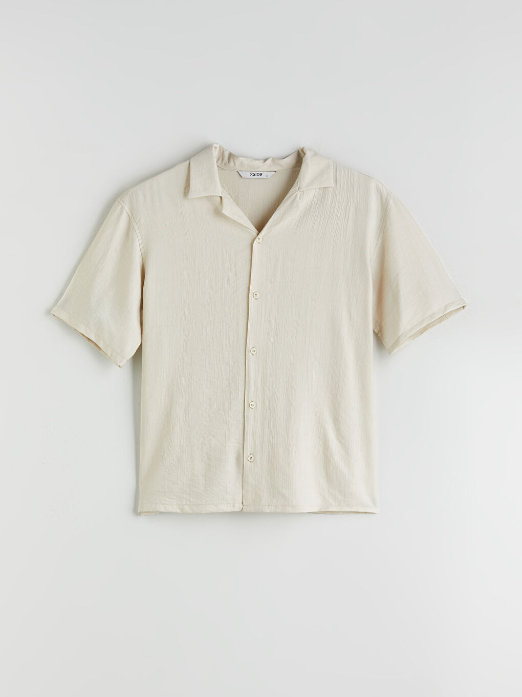 Bej Regular Fit Resort Yaka Kısa Kollu Erkek Gömlek-4