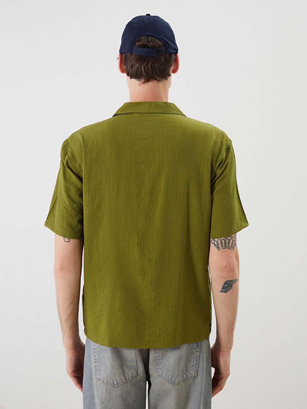 Yeşil Regular Fit Resort Yaka Kısa Kollu Erkek Gömlek-3