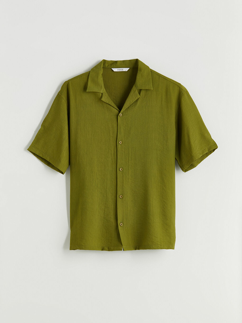 Yeşil Regular Fit Resort Yaka Kısa Kollu Erkek Gömlek-4