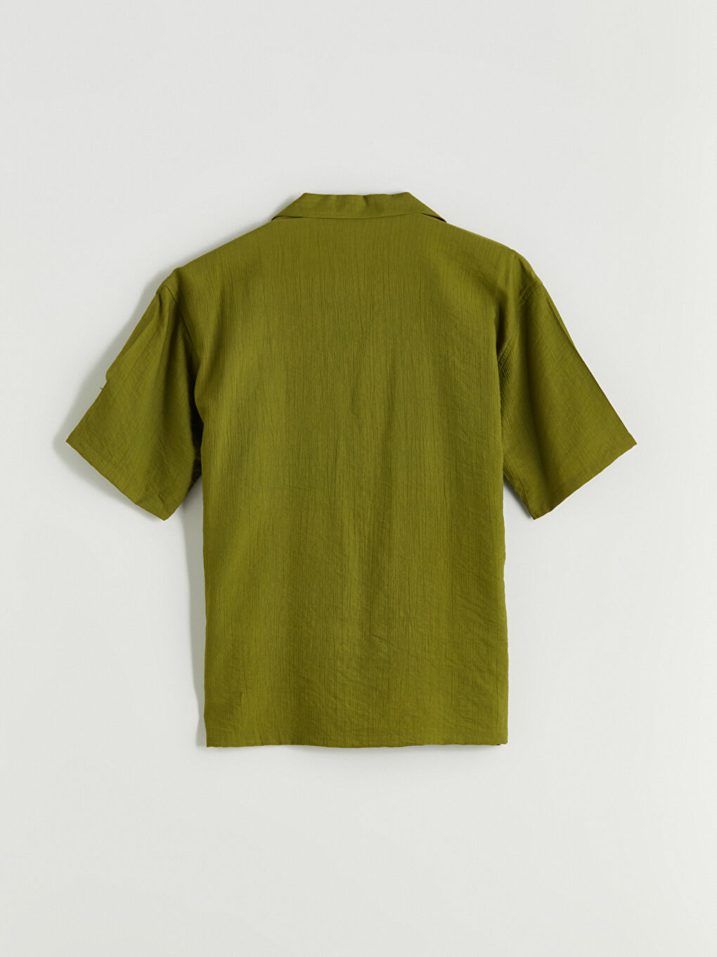 Yeşil Regular Fit Resort Yaka Kısa Kollu Erkek Gömlek-5