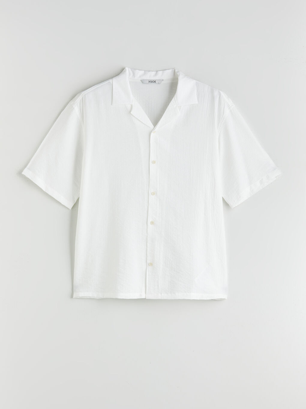 Beyaz Regular Fit Resort Yaka Kısa Kollu Erkek Gömlek-4