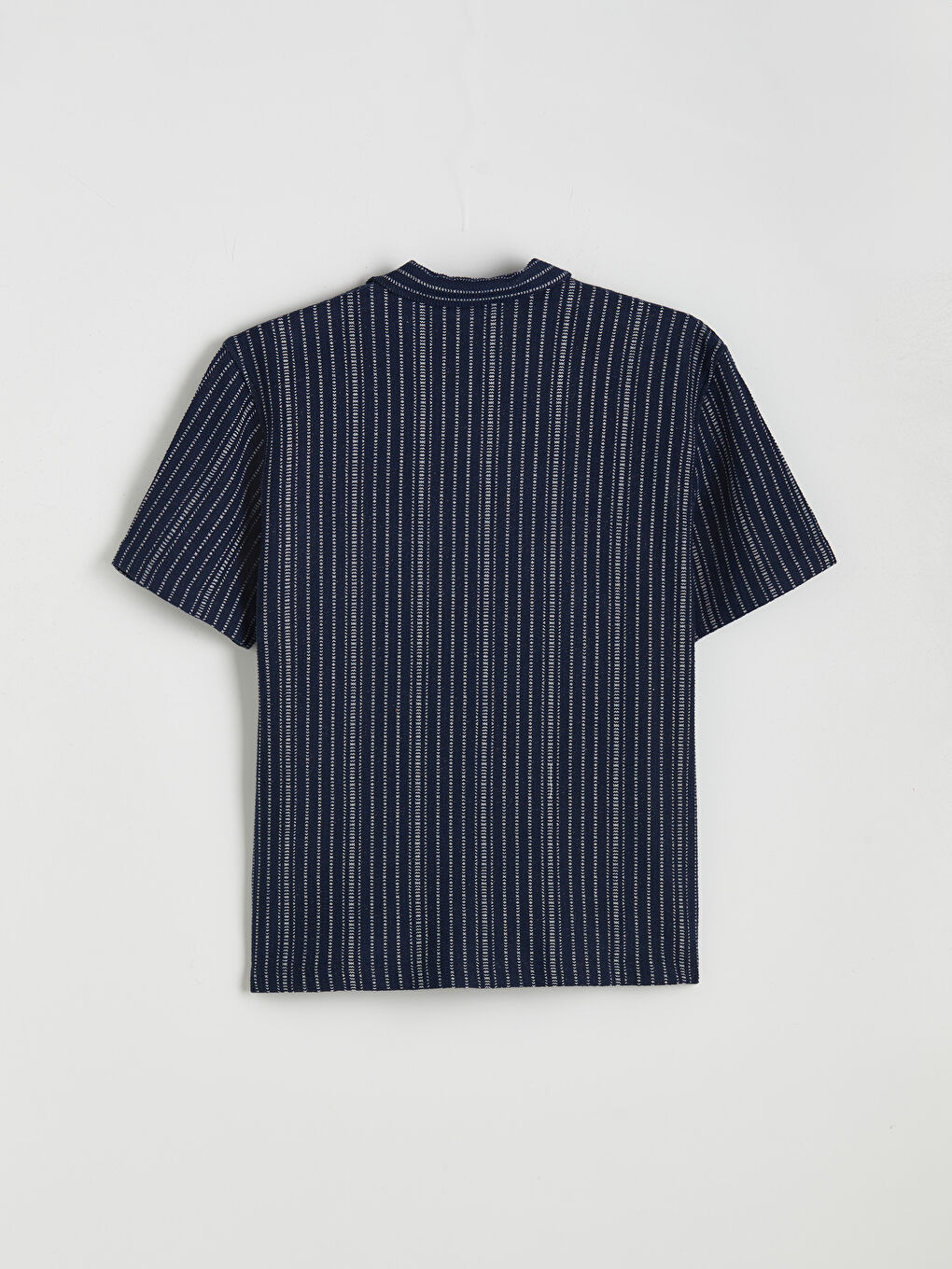 Lacivert Rahat Kalıp Resort Yaka Çizgili Erkek Gömlek-5