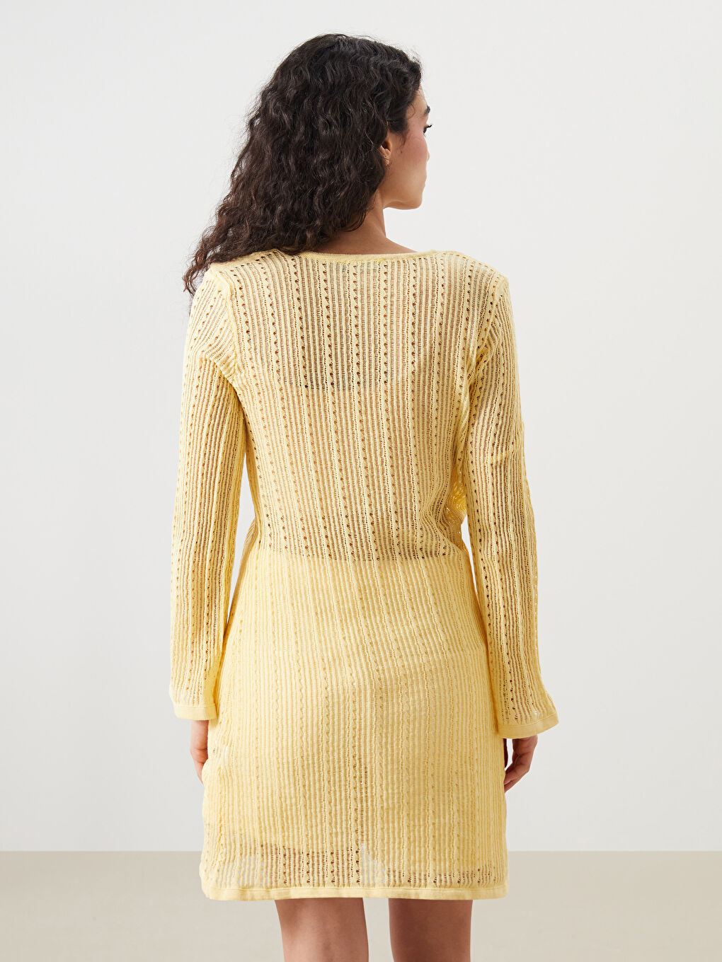 LCW DREAM V-Neck Hole-Knitted Beach Dress -S5RR78Z8-FRN