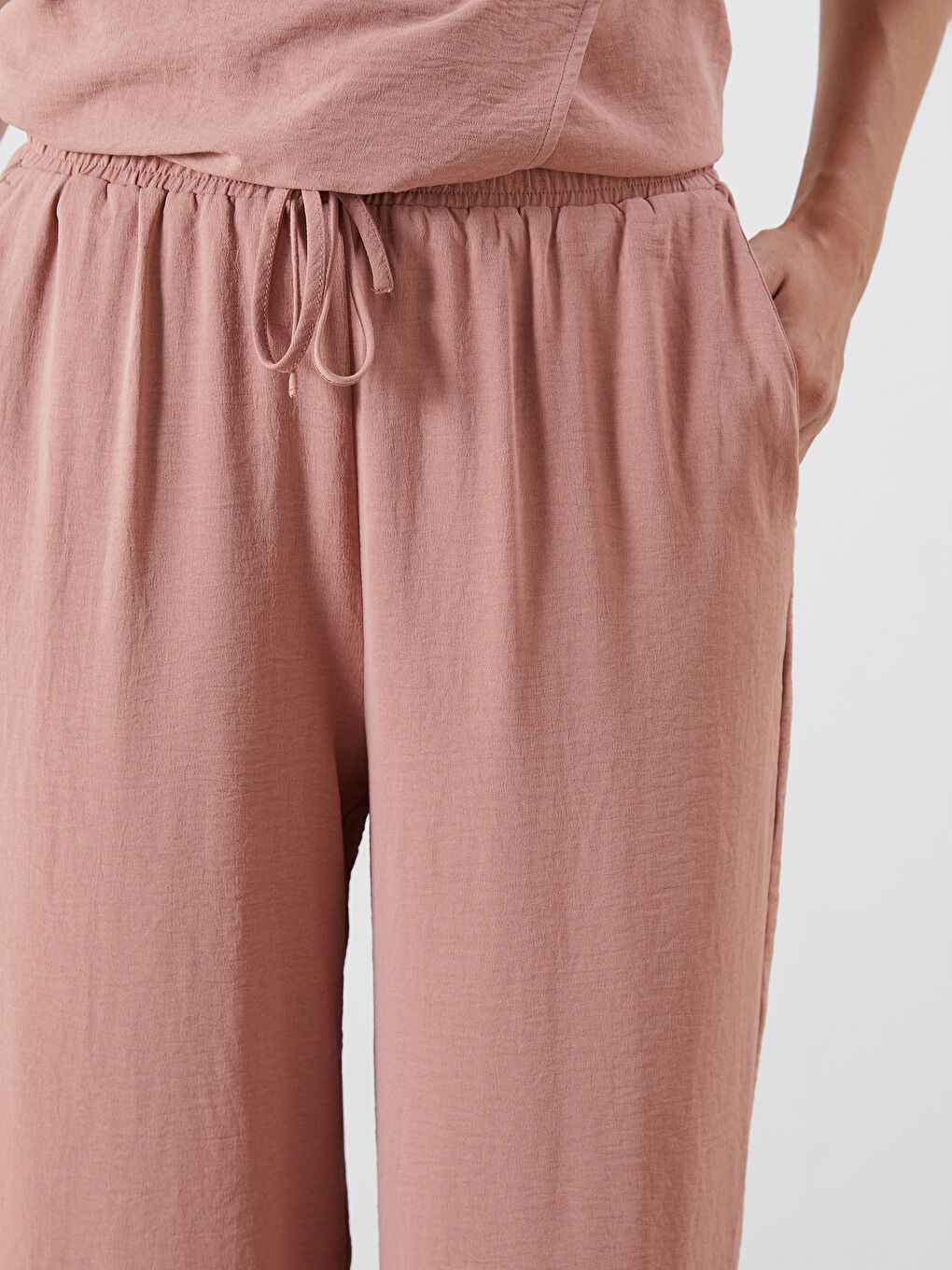 LCW Vision Elastic Waist Wide Leg Women's Trousers -S5RS26Z8-GPV