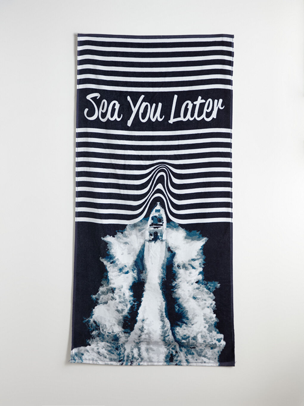 Lacivert Baskılı Erkek Pamuklu Plaj Havlusu 70x150 cm