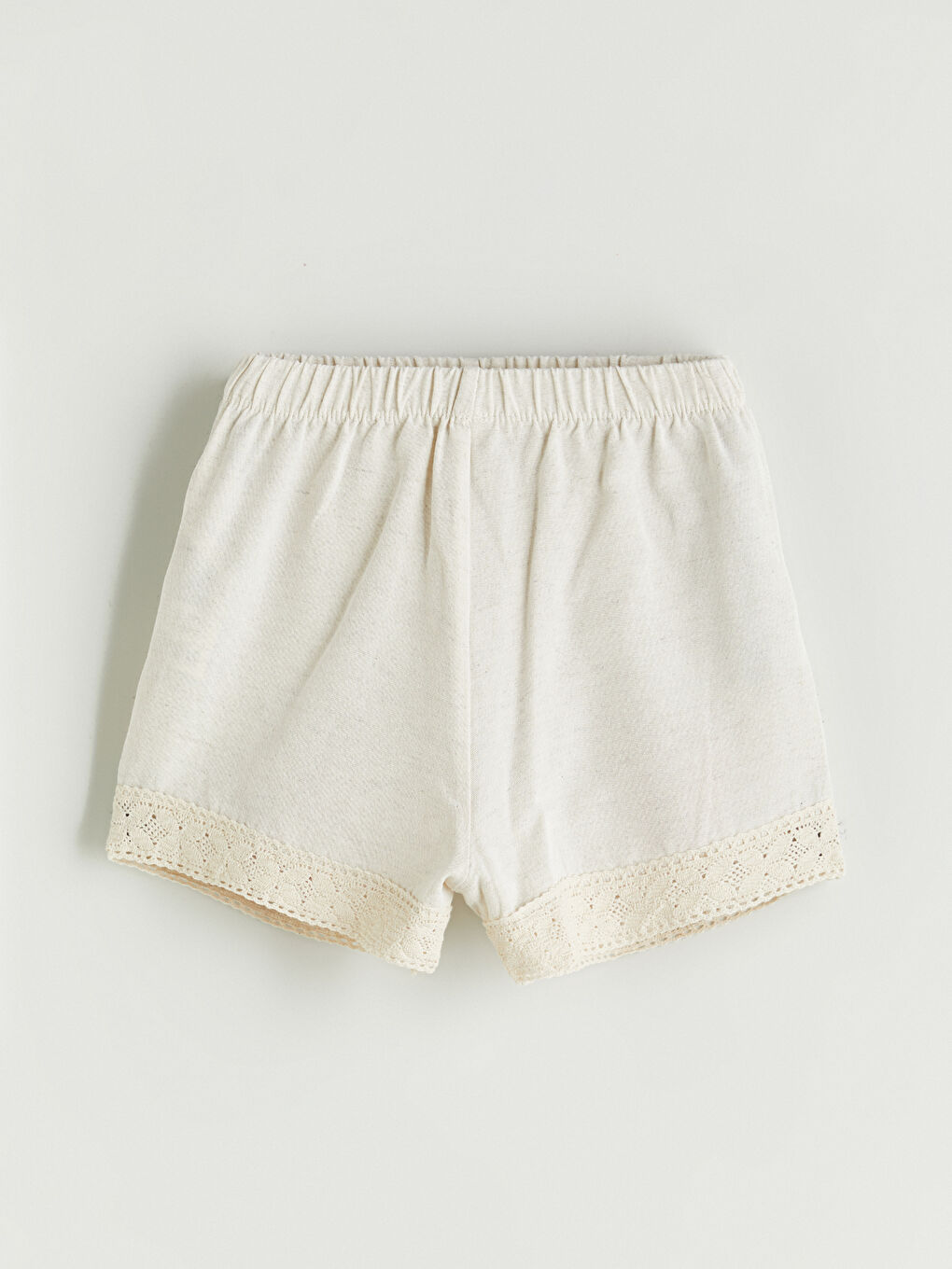 Ekru Kare Yaka Kız Çocuk Bluz ve Şort 2'li-4