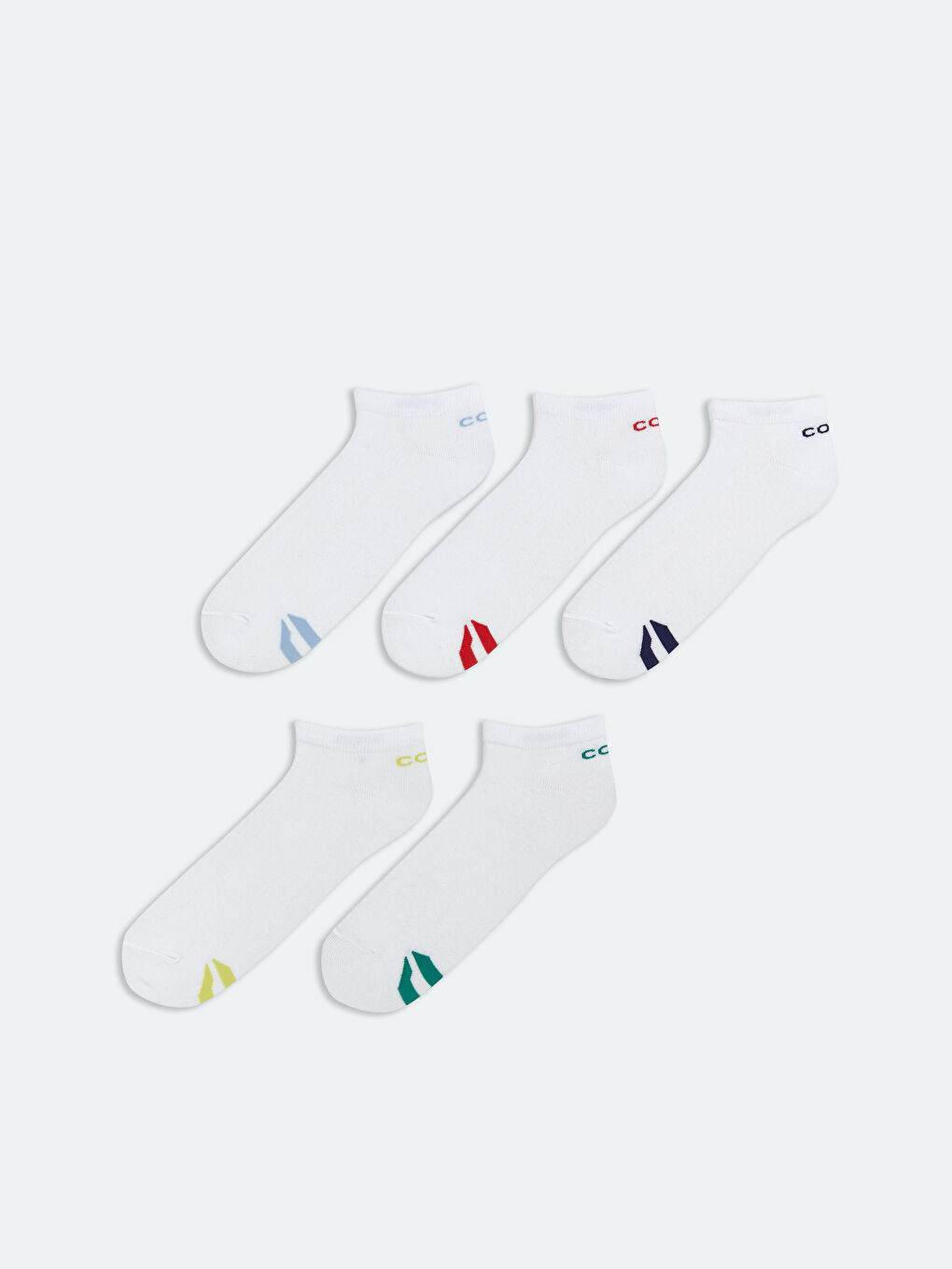 Beyaz Desenli Erkek Patik Çorap 5'li