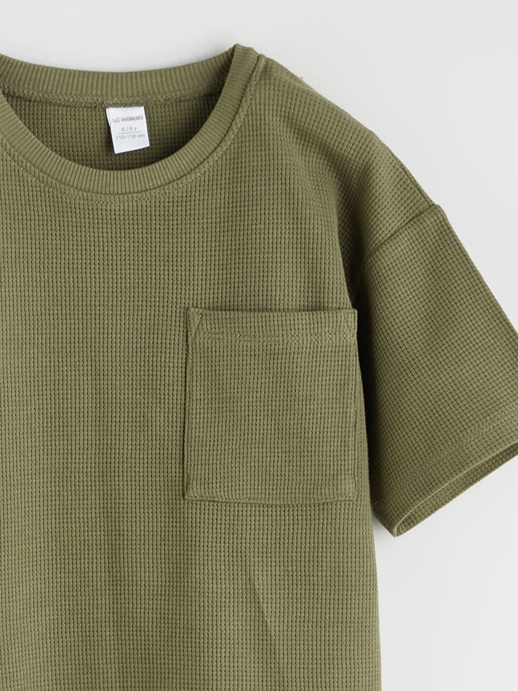 Haki Bisiklet Yaka Erkek Çocuk Tişört-1