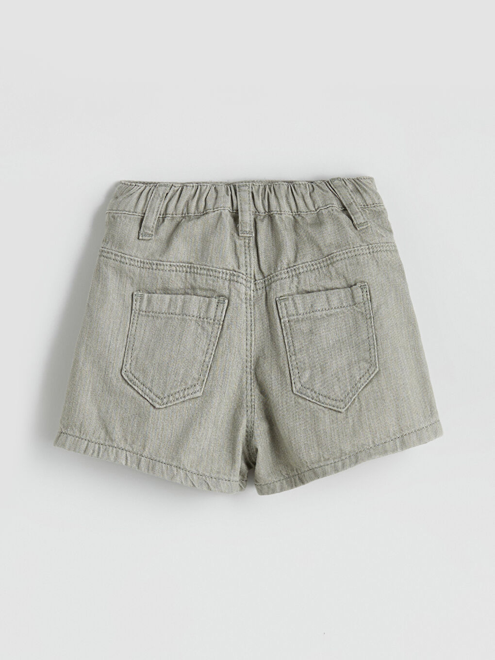 Ekru Bisiklet Yaka Kız Bebek Tişört ve Jean Şort 2'li-7