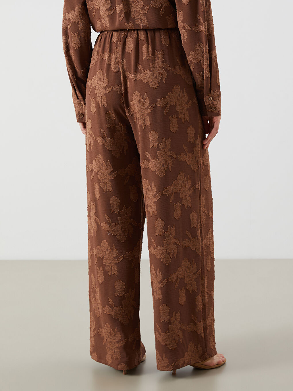 LCW Vision Elasticated Waist Floral Wide Leg Women's Trousers -S5RS56Z8-ZUP