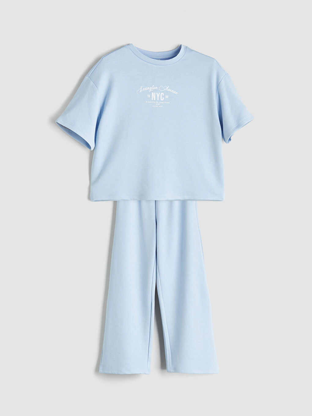 LCW Kids Crew Neck Girls' T-shirt and Trousers -S5RS60Z4-FMR