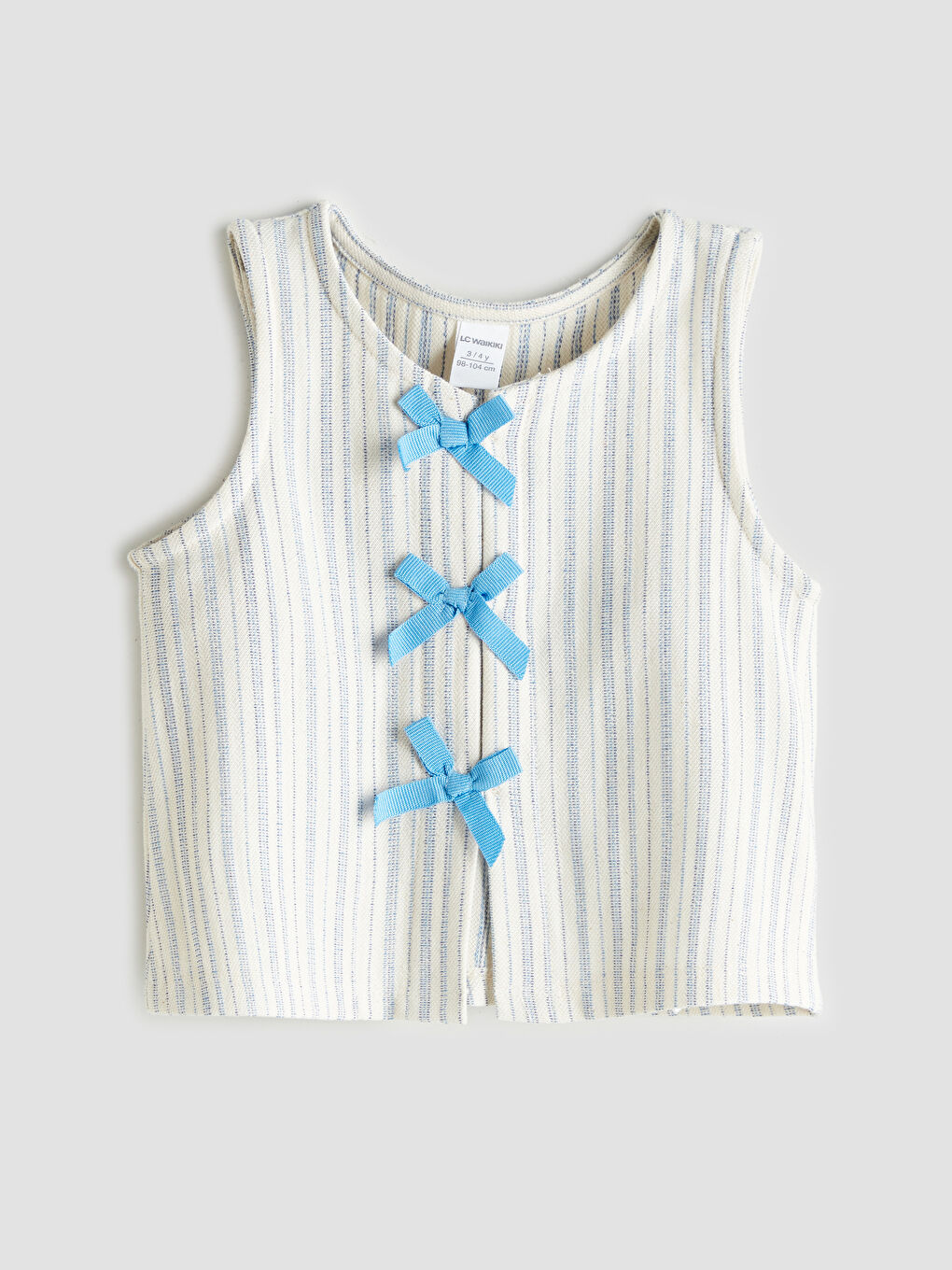 Mavi Kurdele Detaylı Kız Çocuk Bluz