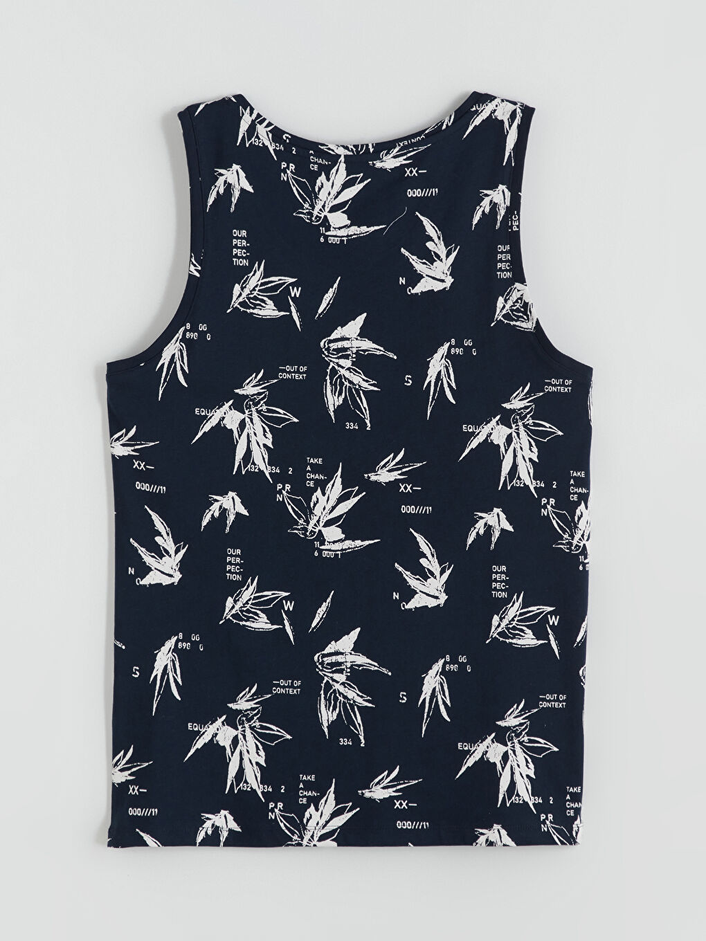 Lacivert Bisiklet Yaka Baskılı Erkek Kolsuz Tişört-5