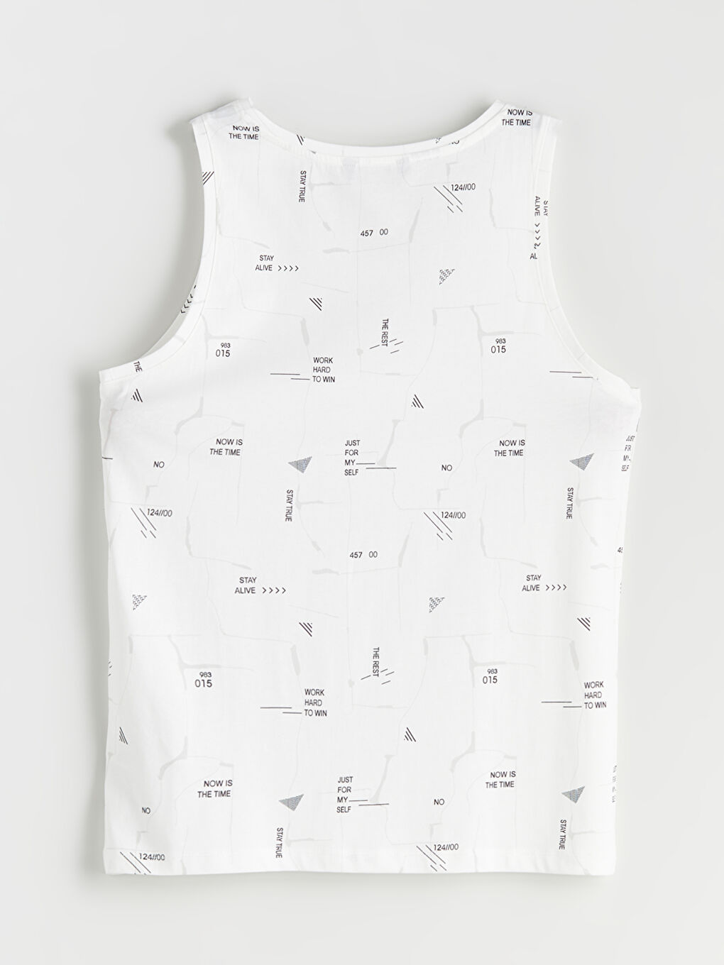 Ekru Bisiklet Yaka Baskılı Erkek Kolsuz Tişört-5