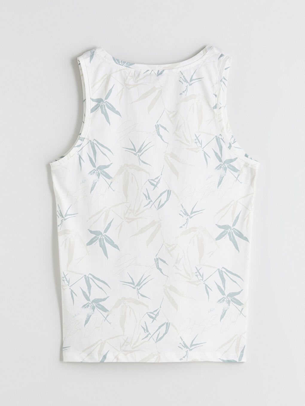 Ekru Bisiklet Yaka Baskılı Erkek Kolsuz Tişört-5