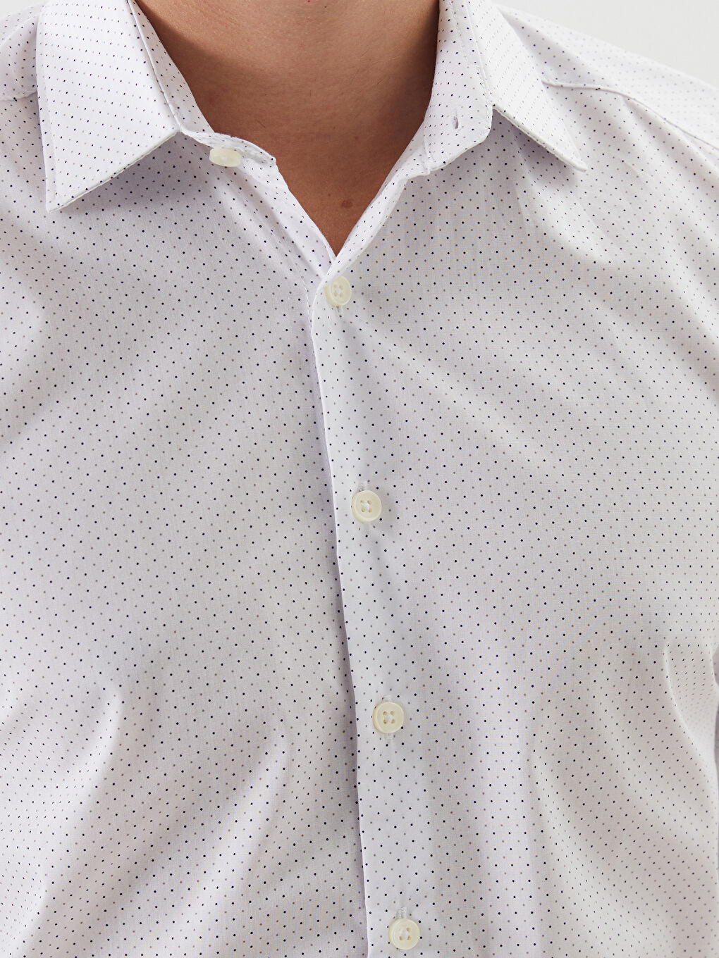 Slim Fit Long Sleeve Patterned Poplin Men's Shirt-2