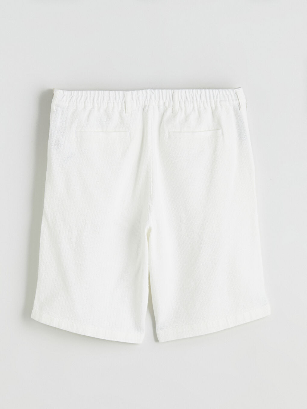 Ekru Standart Kalıp Armürlü Erkek Şort-5