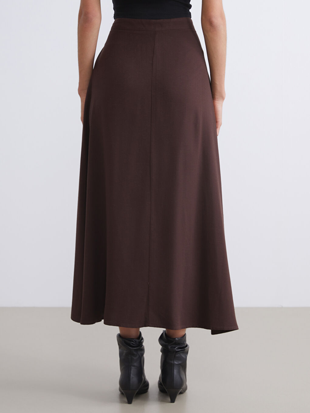 Kahverengi Loose Fit A Kesim Müslin Etek-3