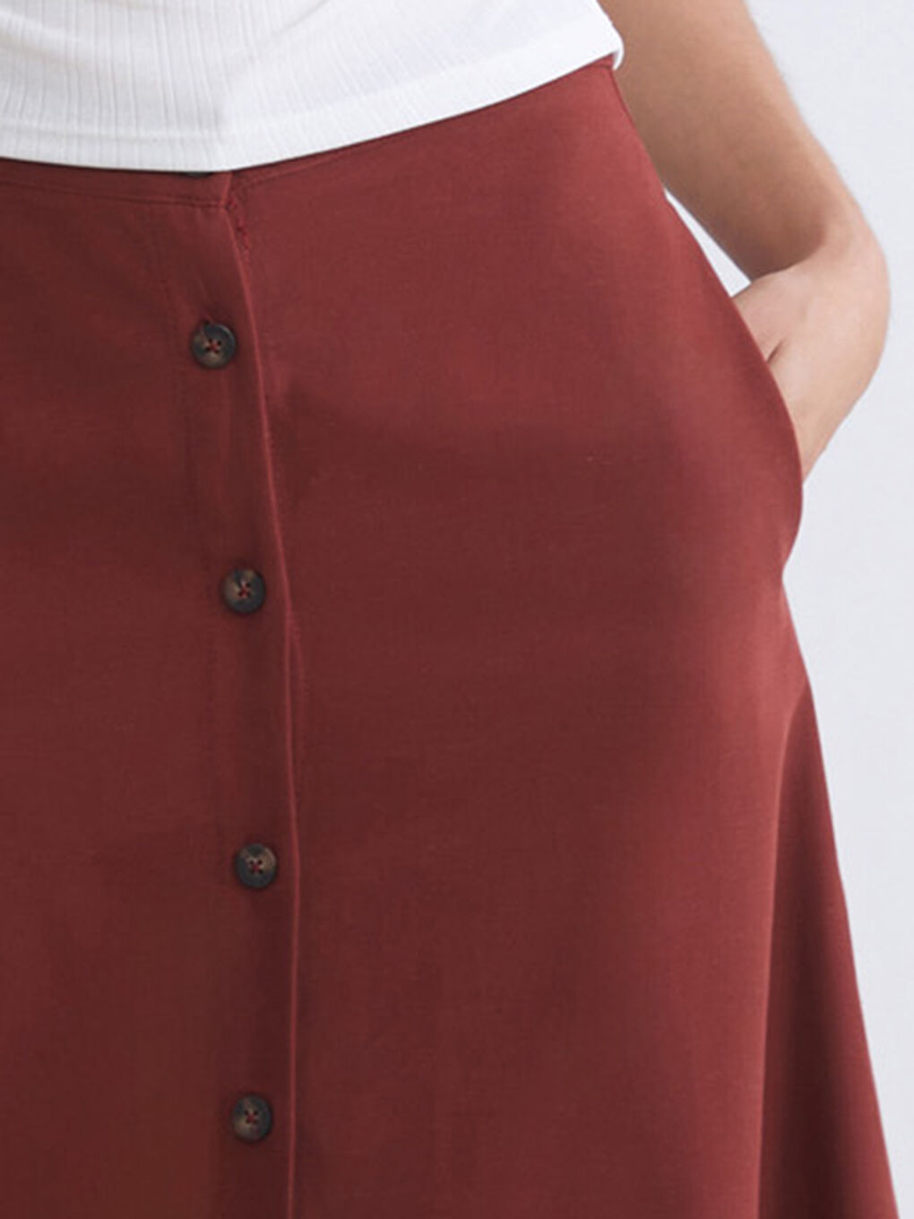 Bordo Loose Fit A Kesim Müslin Etek-2