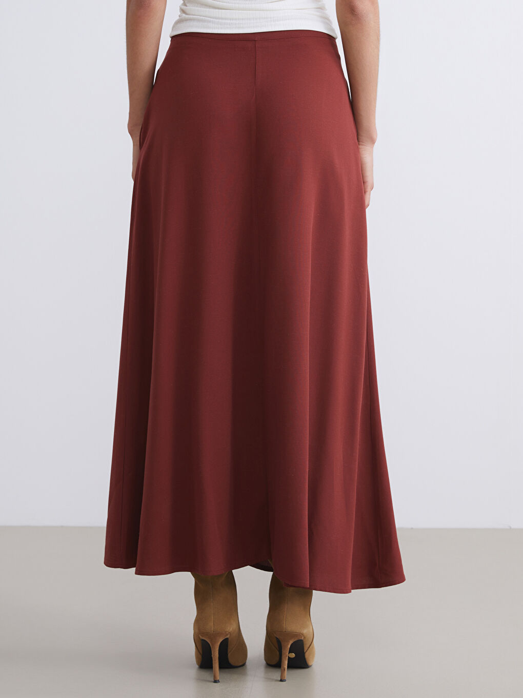 Bordo Loose Fit A Kesim Müslin Etek-3