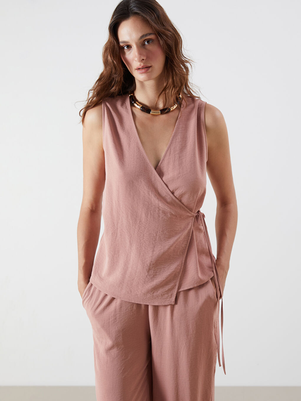 LCW Vision Double Breasted Textured Blouse -S5RT43Z8-GPV