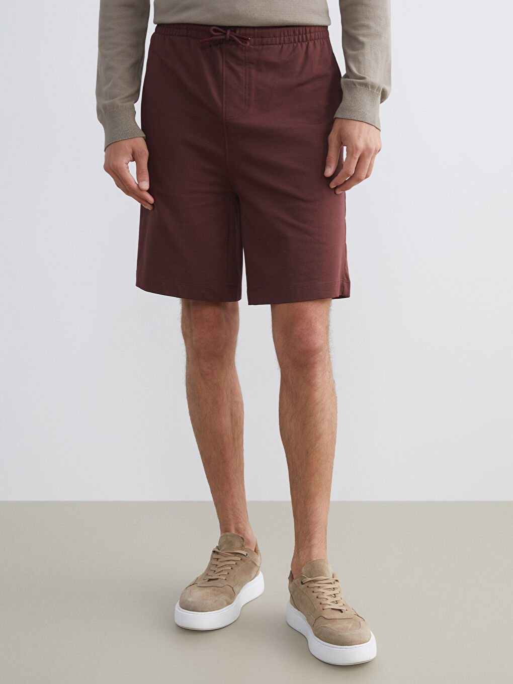 Kahverengi Standart Kalıp Erkek Şort-1