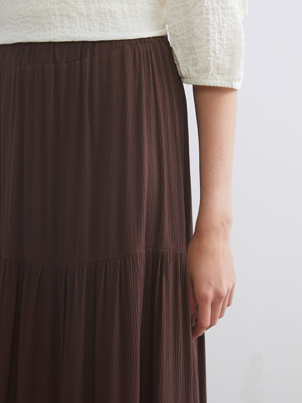 Kahverengi Beli Lastikli Katkat Etek-2