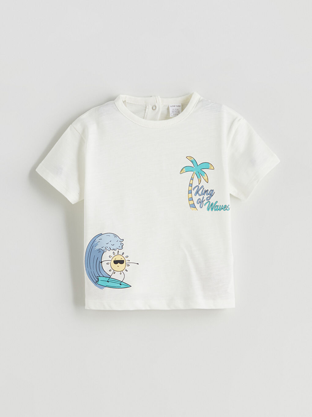 Ekru Baskılı Erkek Bebek Tişört ve Şort 2'li-1