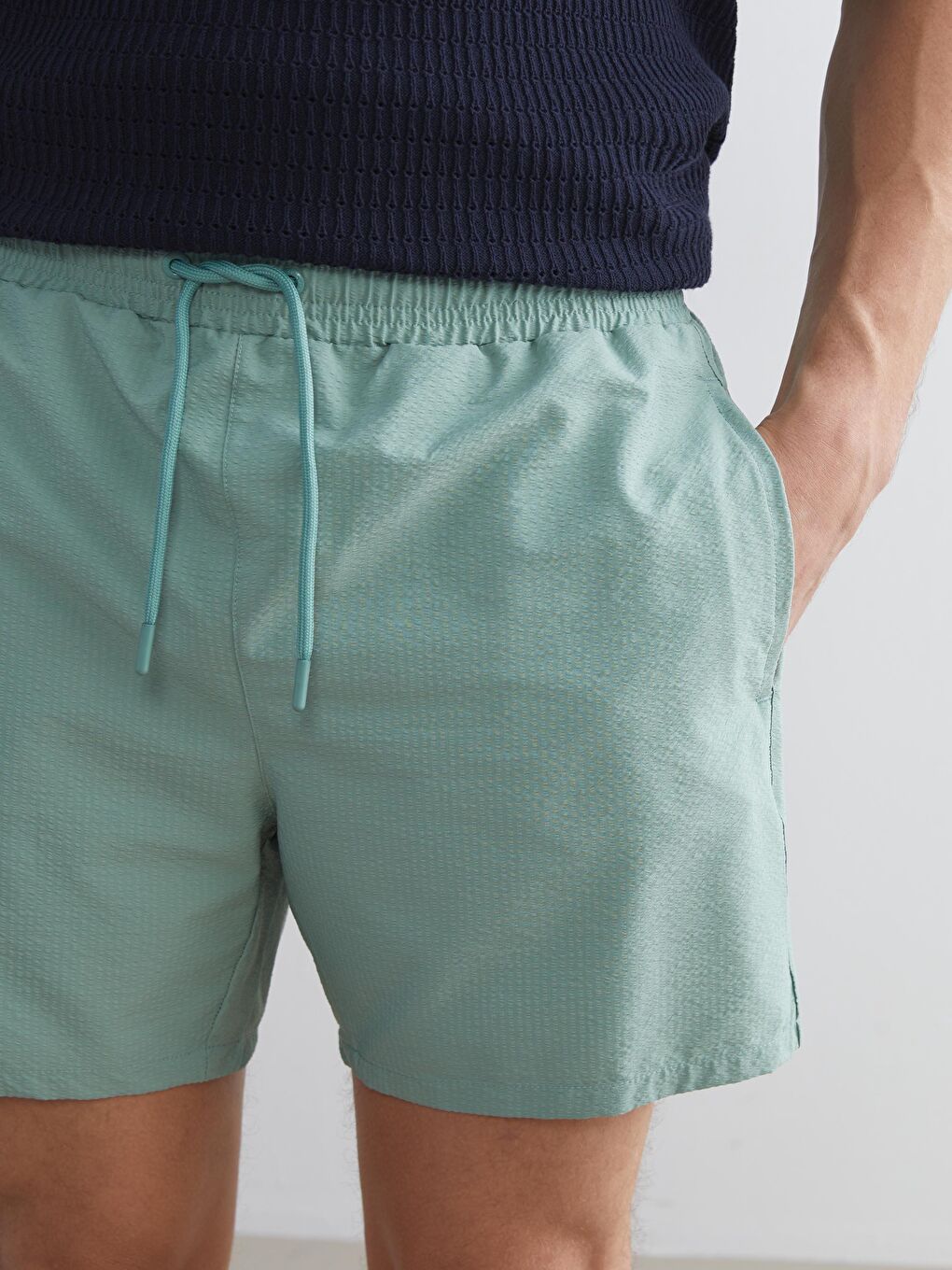 Yeşil Kısa Boy Erkek Deniz Şortu-2