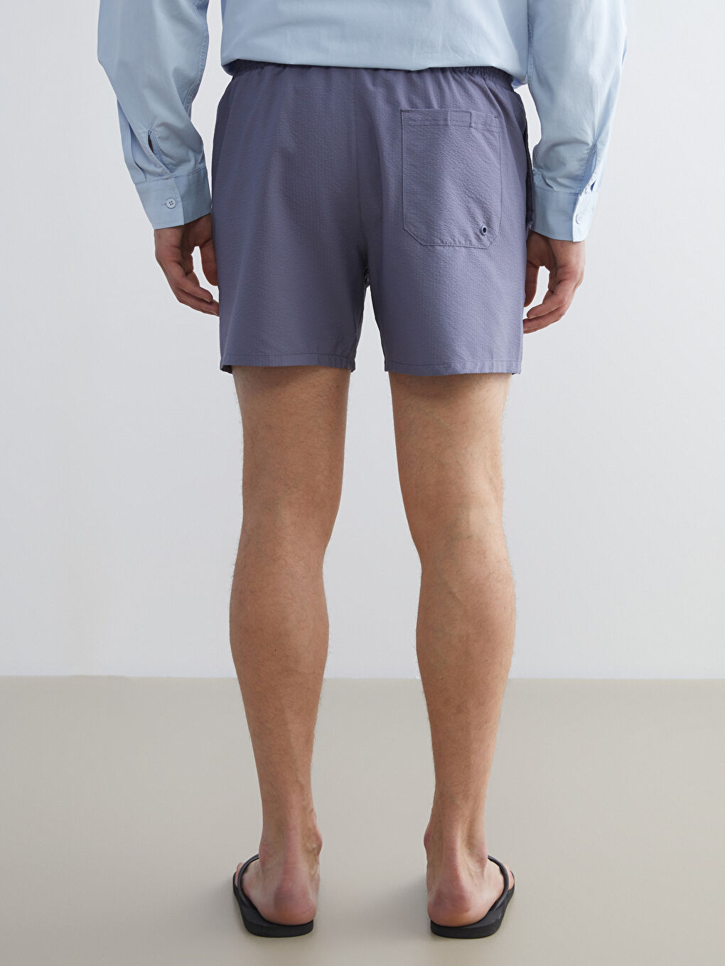 Gri Kısa Boy Erkek Deniz Şortu-3