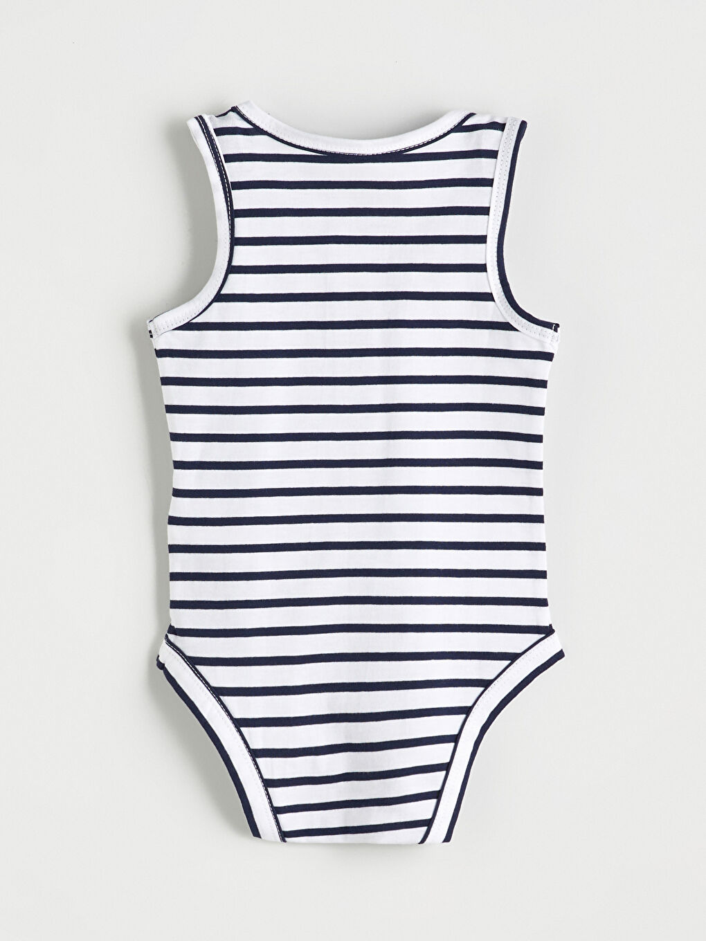 Beyaz Çizgili Erkek Bebek Çıtçıtlı Body ve Şort 2'li-2