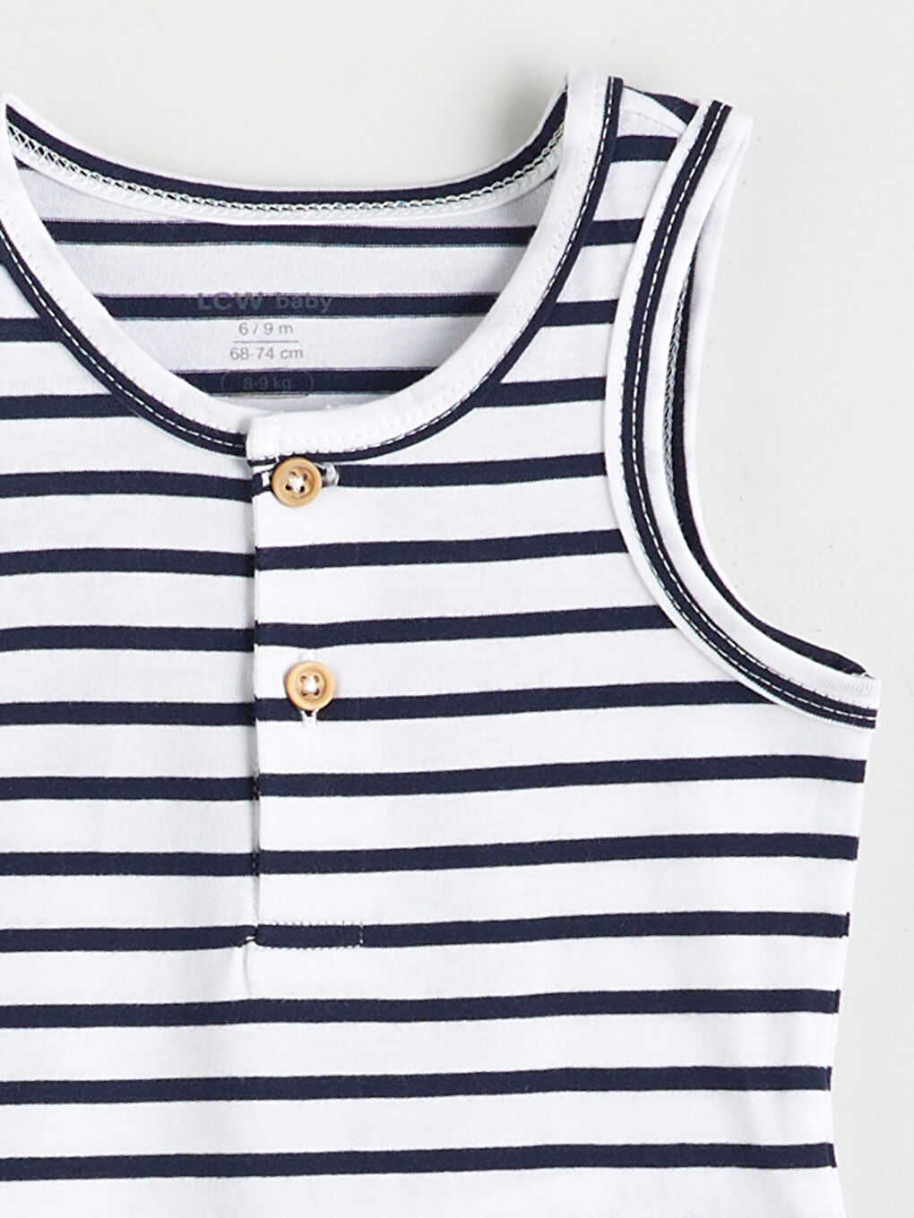 Beyaz Çizgili Erkek Bebek Çıtçıtlı Body ve Şort 2'li-3
