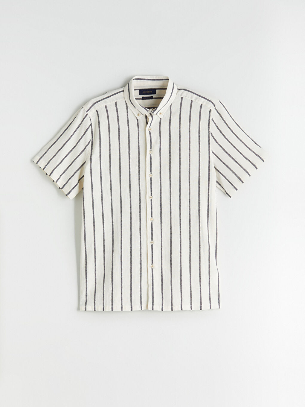Regular Fit Short Sleeve Striped Linen-Look Men's Shirt -S5RT78Z8-LEG
