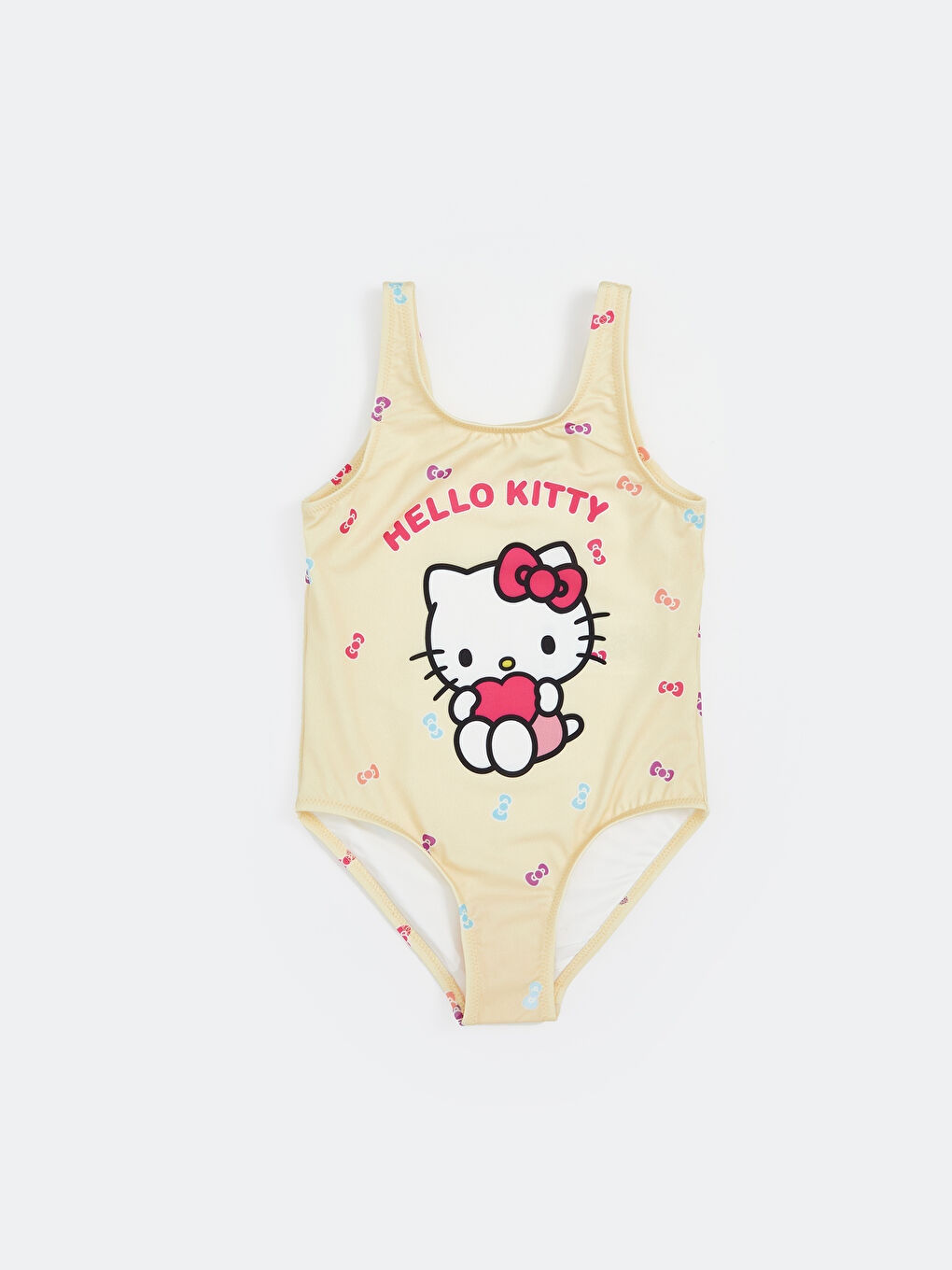 Sarı Hello Kitty Baskılı Kız Çocuk Mayo