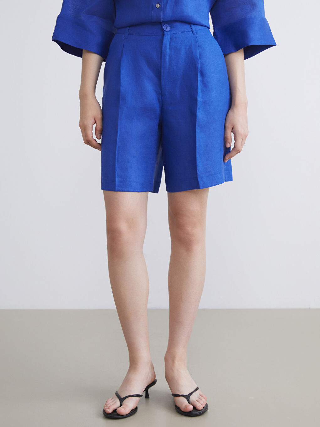 LCW Vision Loose Fit 100% Linen Women's Shorts -S5RT94Z8-R46