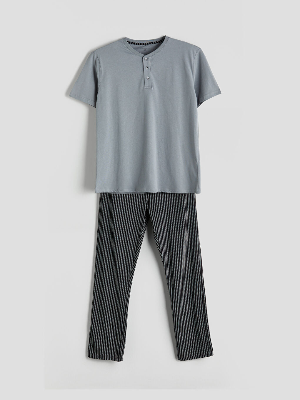 Gri Standart Kalıp Erkek Pijama Takımı-4