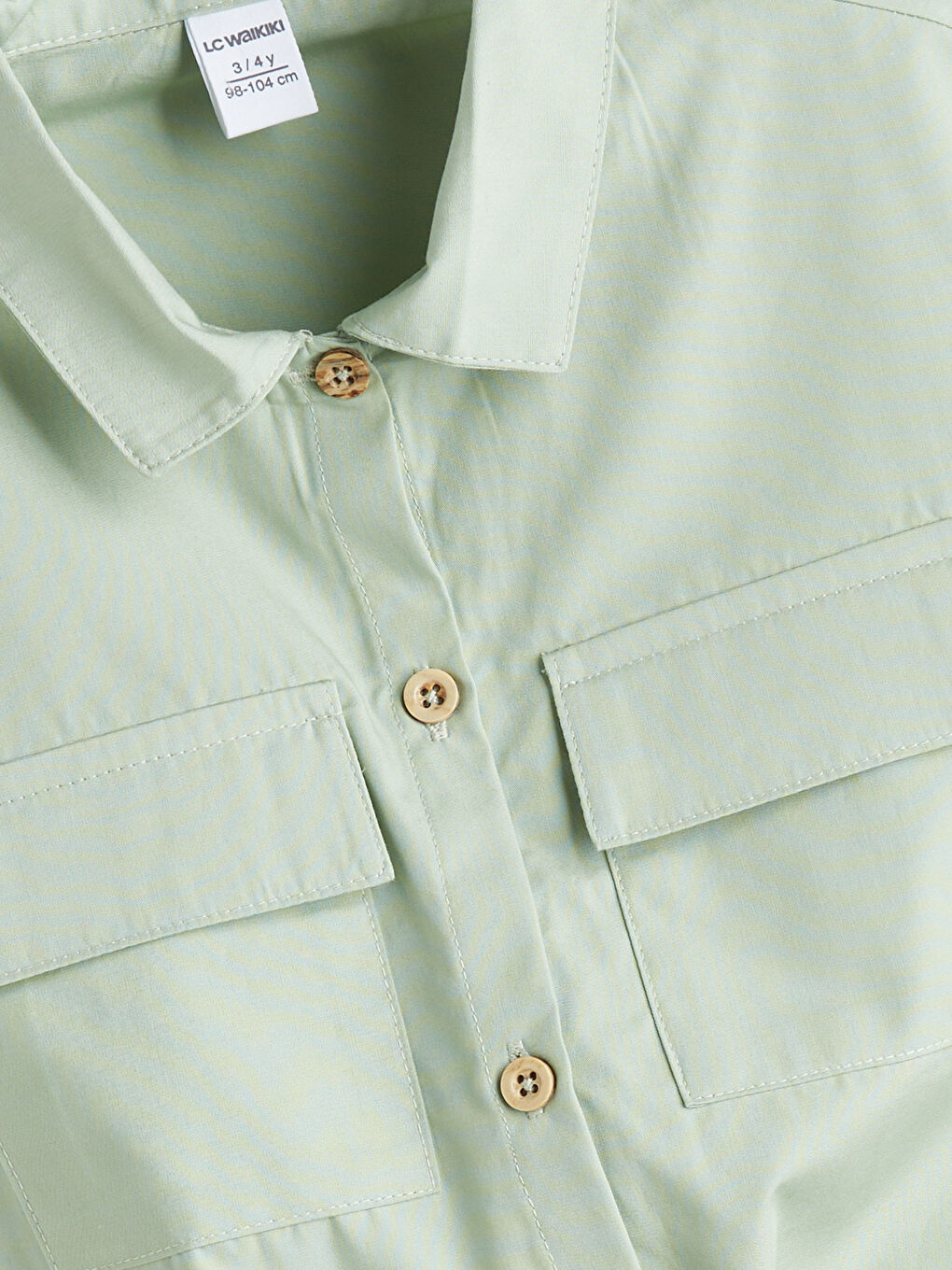 Yeşil Basic Kısa Kollu Kız Çocuk Gömlek-1