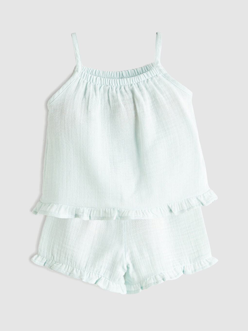 Turkuaz Nakışlı Kız Çocuk Bluz ve Şort 2'li-2