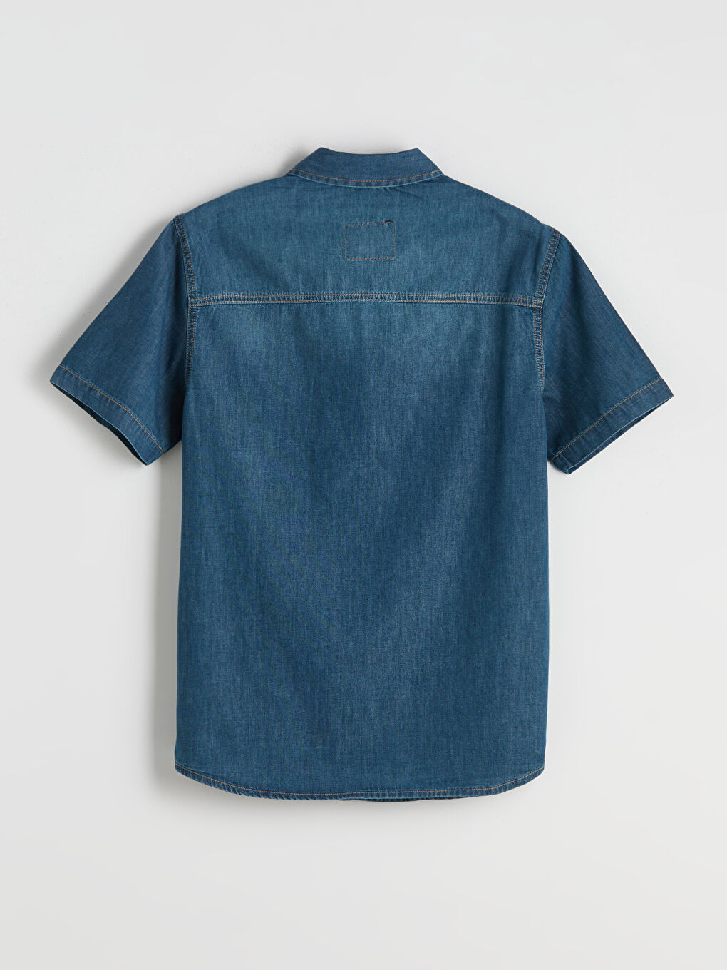 Yeşil Regular Fit Kısa Kollu Erkek Jean Gömlek-5