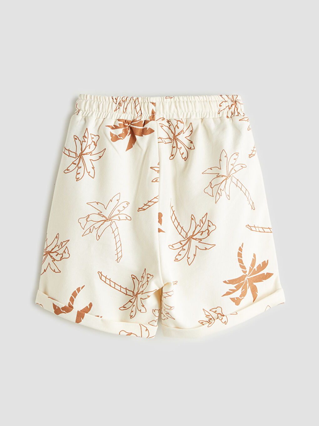 Bej Beli Lastikli Baskılı Erkek Çocuk Şort-1