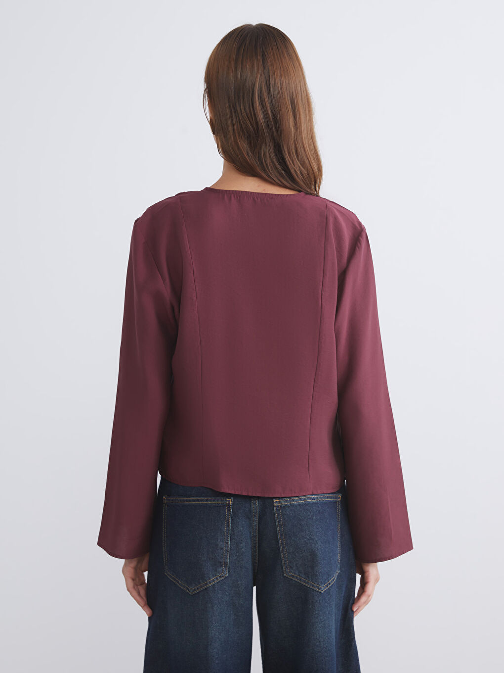 V Neck Modal Blend Tie Blouse-3