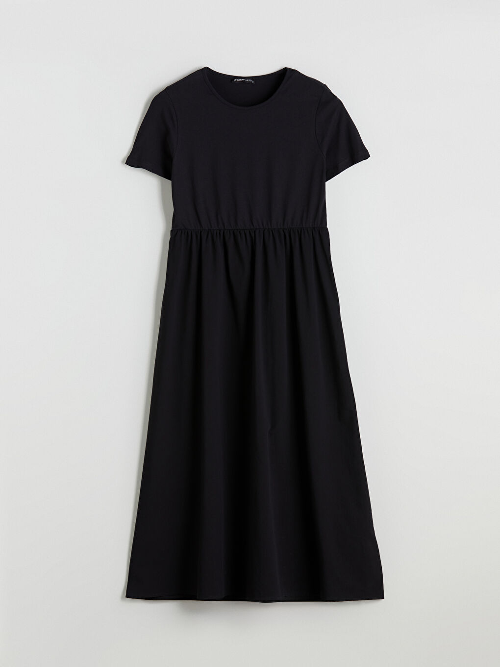 Siyah Bisiklet Yaka Belden Oturtmalı Elbise-4