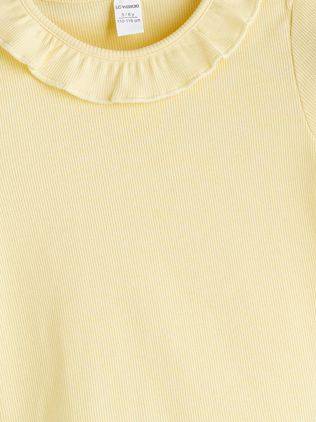 Sarı Bisiklet Yaka Basic Kız Çocuk Tişört-1