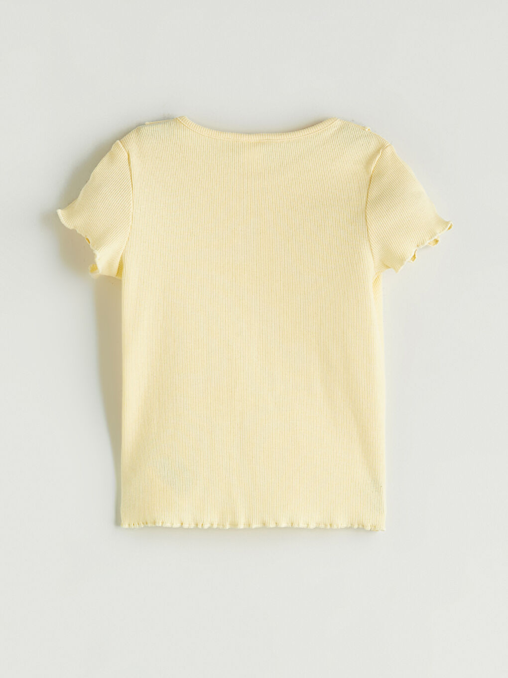 Sarı Bisiklet Yaka Basic Kız Çocuk Tişört-2