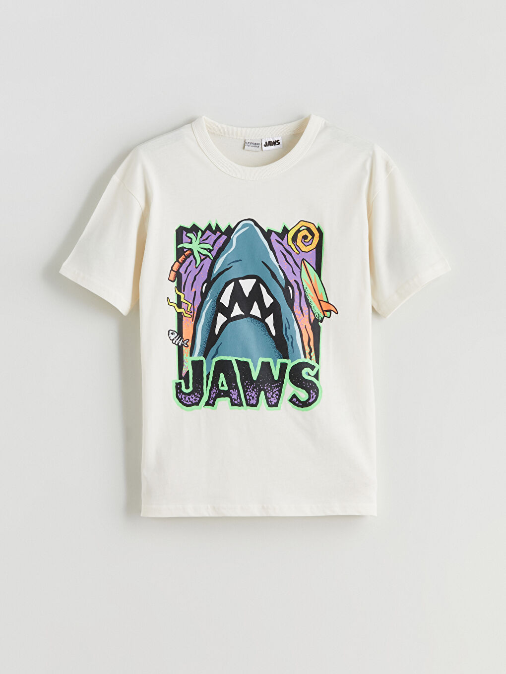 LCW Kids Crew Neck Jaws Printed Jersey Boys' T-Shirt -S5RU98Z4-R9J