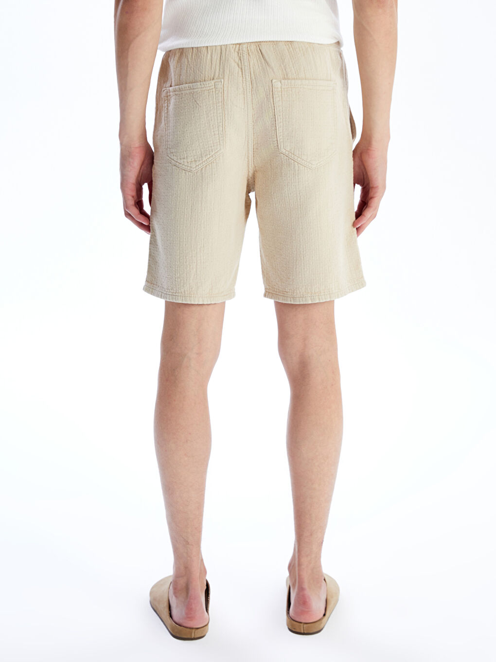 Bej Rahat Kalıp Erkek Jean Şort-3